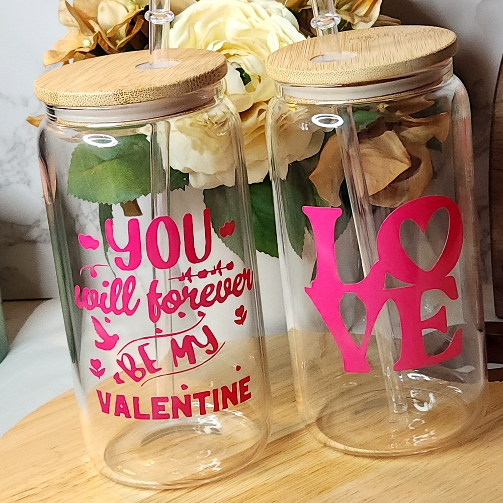 2 Customized glass tumblers